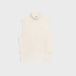 sleeveless turtleneck sweater in fine wool
