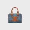 SMALL BOSTON in DENIM WITH TRIOMPHE ALL-OVER AND CALFSKIN
