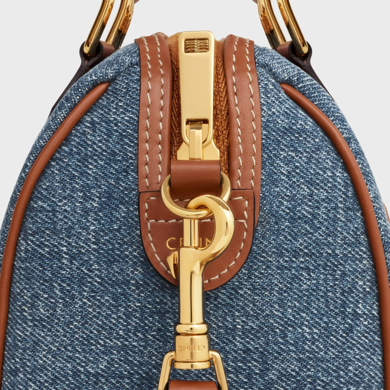SMALL BOSTON in DENIM WITH TRIOMPHE ALL-OVER AND CALFSKIN