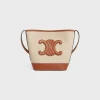 SMALL BUCKET CUIR TRIOMPHE in TEXTILE AND CALFSKIN