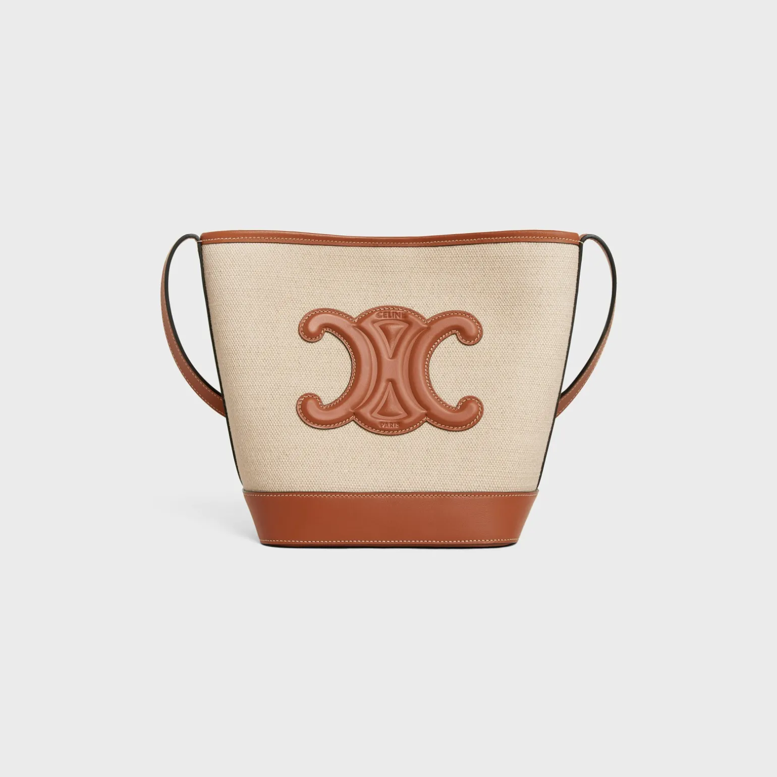 SMALL BUCKET CUIR TRIOMPHE in TEXTILE AND CALFSKIN