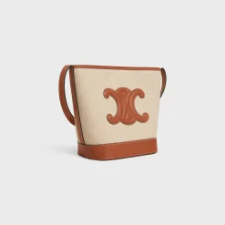 SMALL BUCKET CUIR TRIOMPHE in TEXTILE AND CALFSKIN