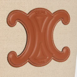SMALL BUCKET CUIR TRIOMPHE in TEXTILE AND CALFSKIN