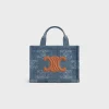 small cabas thais in Denim with Triomphe all-over and calfskin
