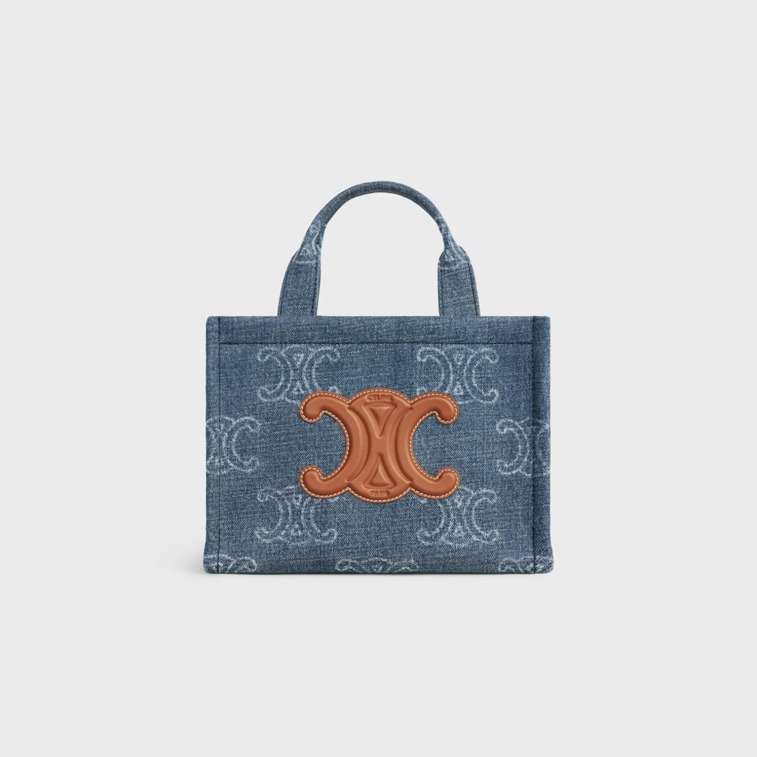 small cabas thais in Denim with Triomphe all-over and calfskin