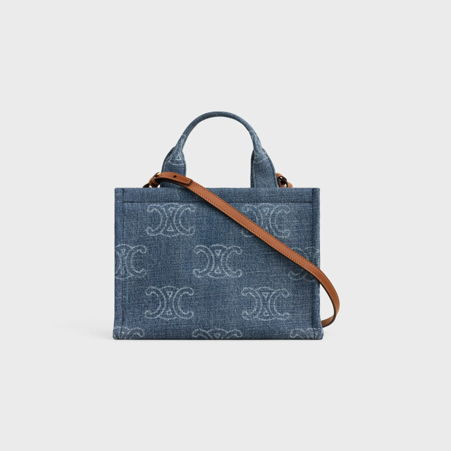 small cabas thais in Denim with Triomphe all-over and calfskin