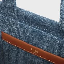 small cabas thais in Denim with Triomphe all-over and calfskin