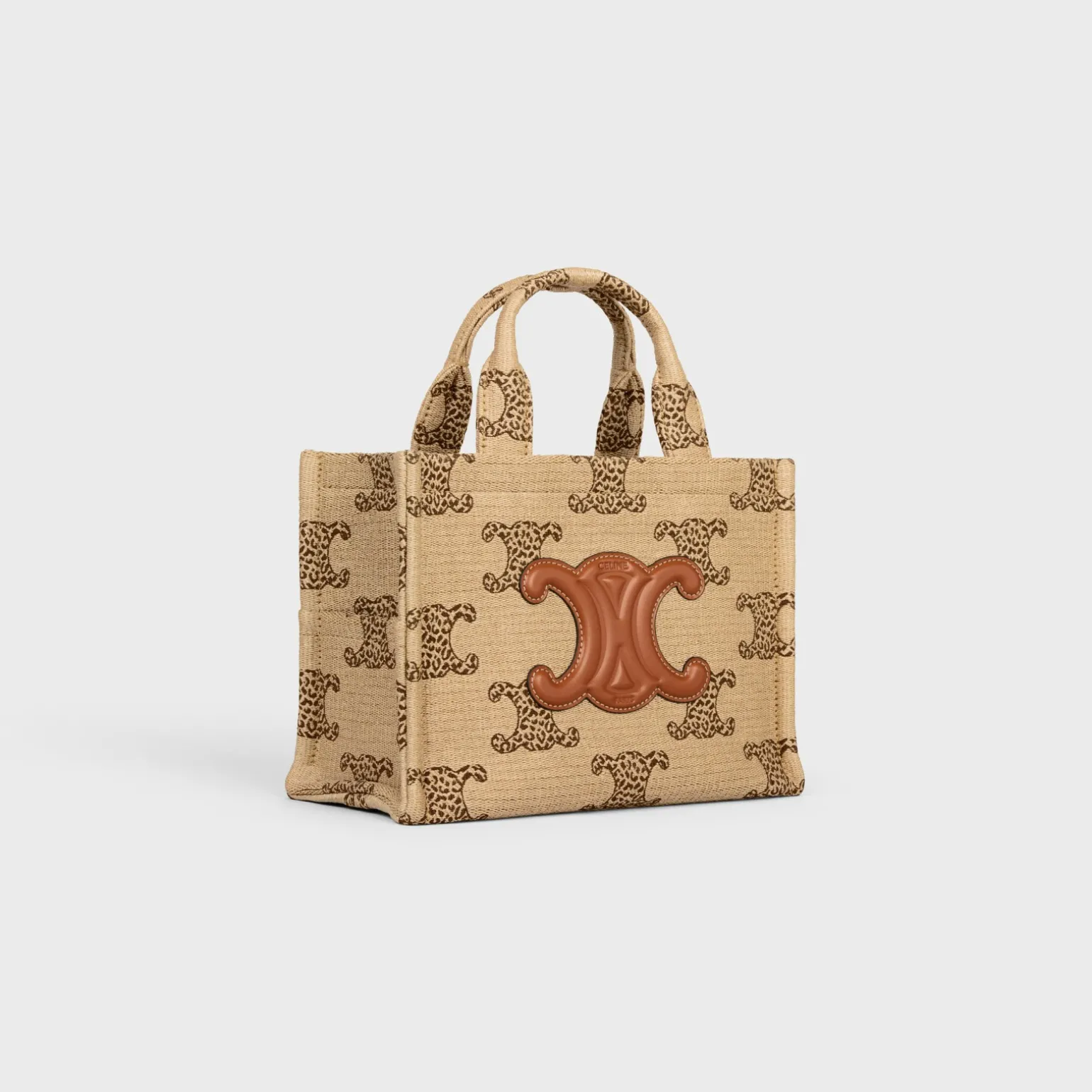 small cabas thais in RAFFIA EFFECT TEXTILE WITH LEOPARD TRIOMPHE