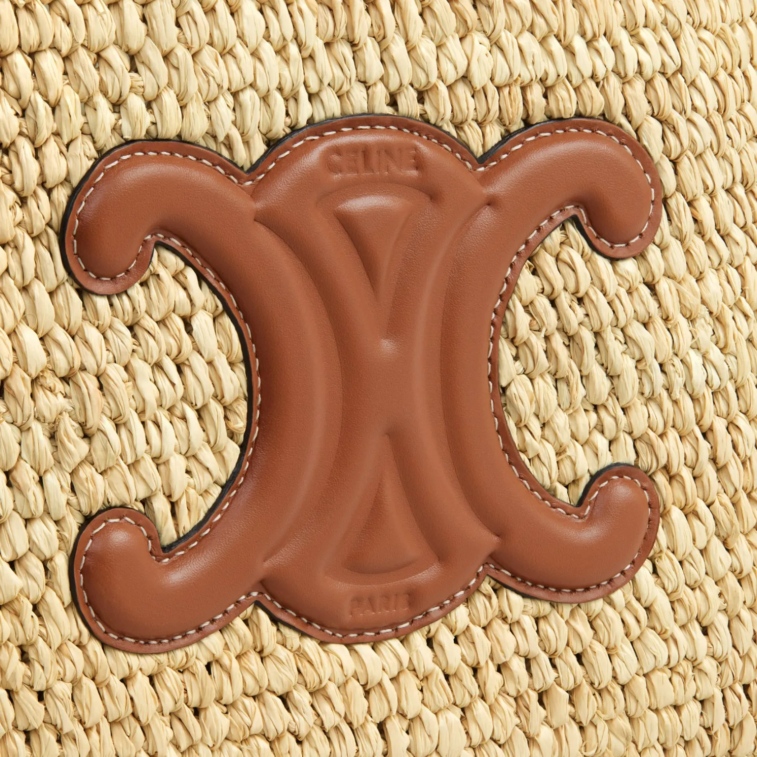 SMALL CABAS THAIS in Raffia and calfskin