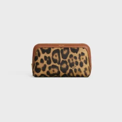 Small cosmetic pouch in Celine Canvas with leopard print and calfskin