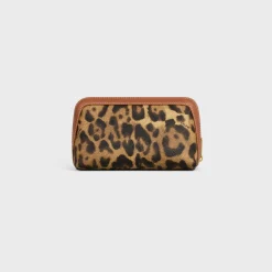 Small cosmetic pouch in Celine Canvas with leopard print and calfskin