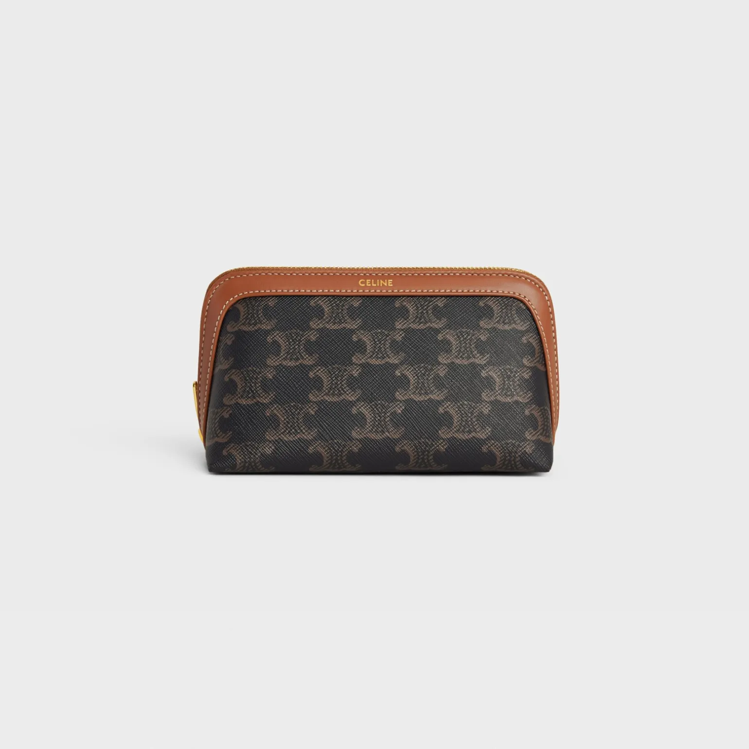 SMALL COSMETIC POUCH IN TRIOMPHE CANVAS AND CALFSKIN