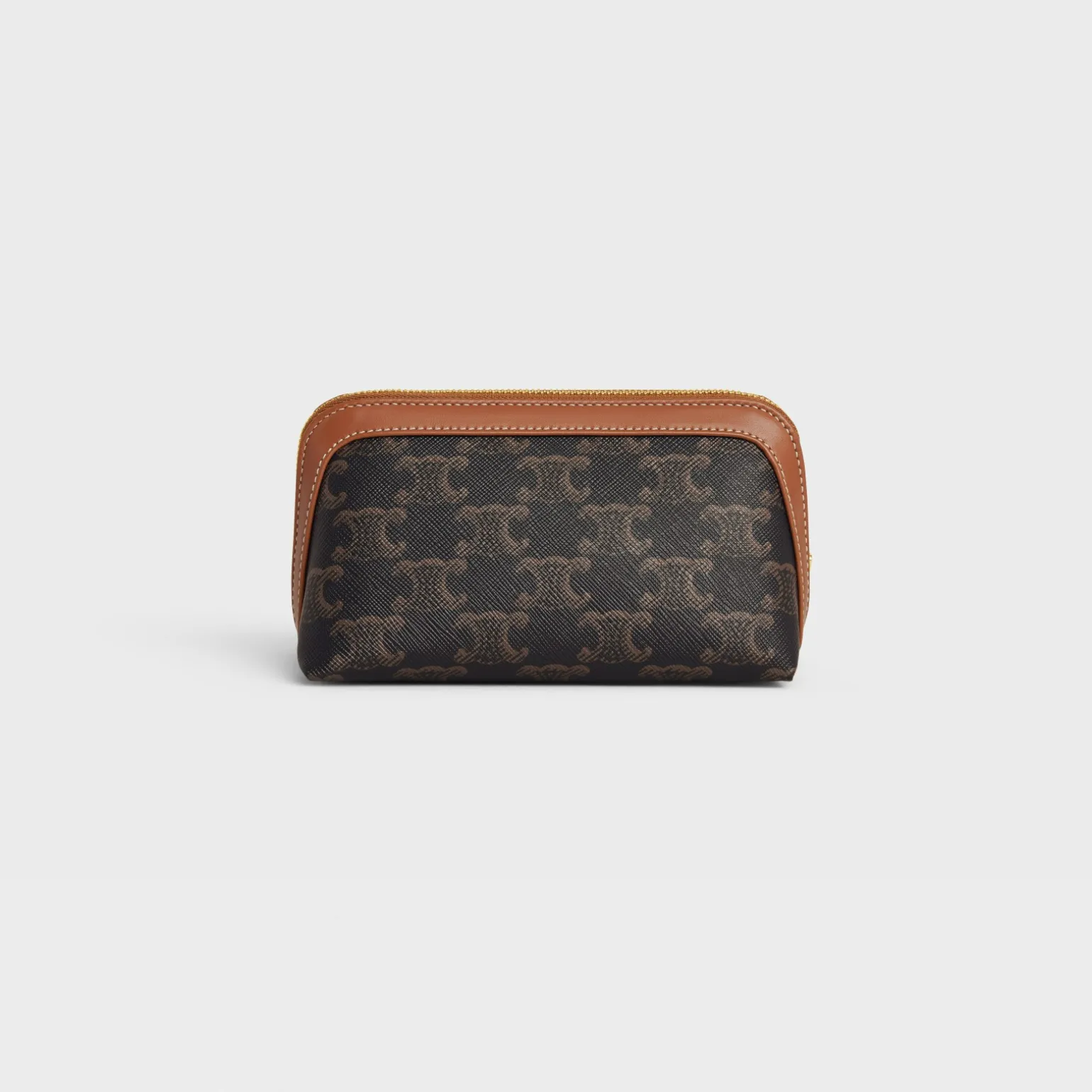 SMALL COSMETIC POUCH IN TRIOMPHE CANVAS AND CALFSKIN