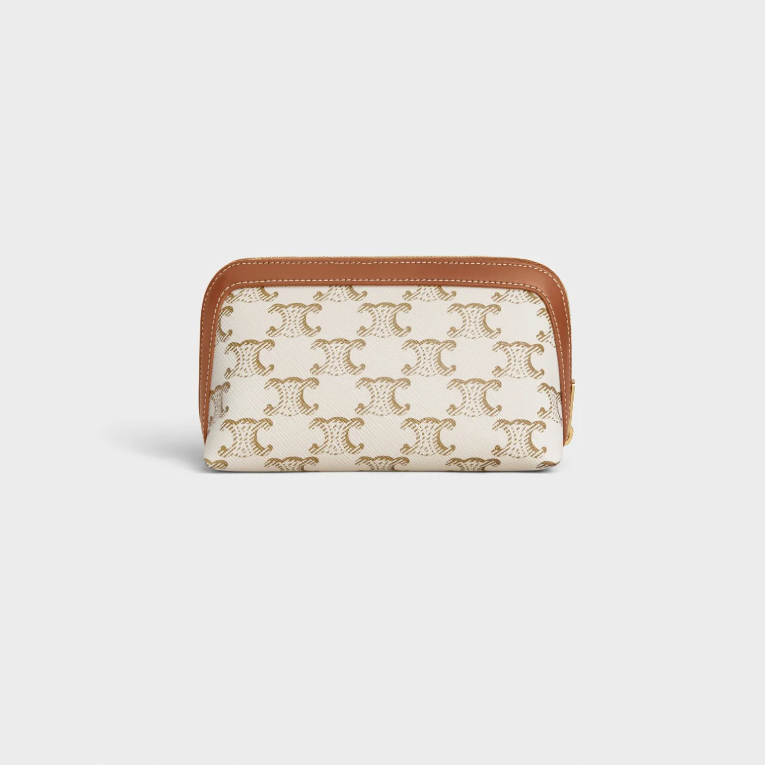 SMALL COSMETIC POUCH IN TRIOMPHE CANVAS AND CALFSKIN