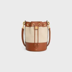 small drawstring cabas marin in TEXTILE AND CALFSKIN