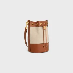 small drawstring cabas marin in TEXTILE AND CALFSKIN