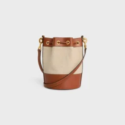 small drawstring cabas marin in TEXTILE AND CALFSKIN