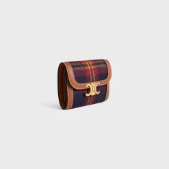 Small Flap Wallet TRIOMPHE in TARTAN AND CALFSKIN