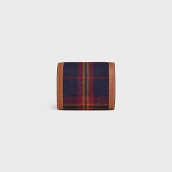 Small Flap Wallet TRIOMPHE in TARTAN AND CALFSKIN