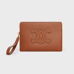 SMALL POUCH WITH STRAP CUIR TRIOMPHE IN SMOOTH CALFSKIN