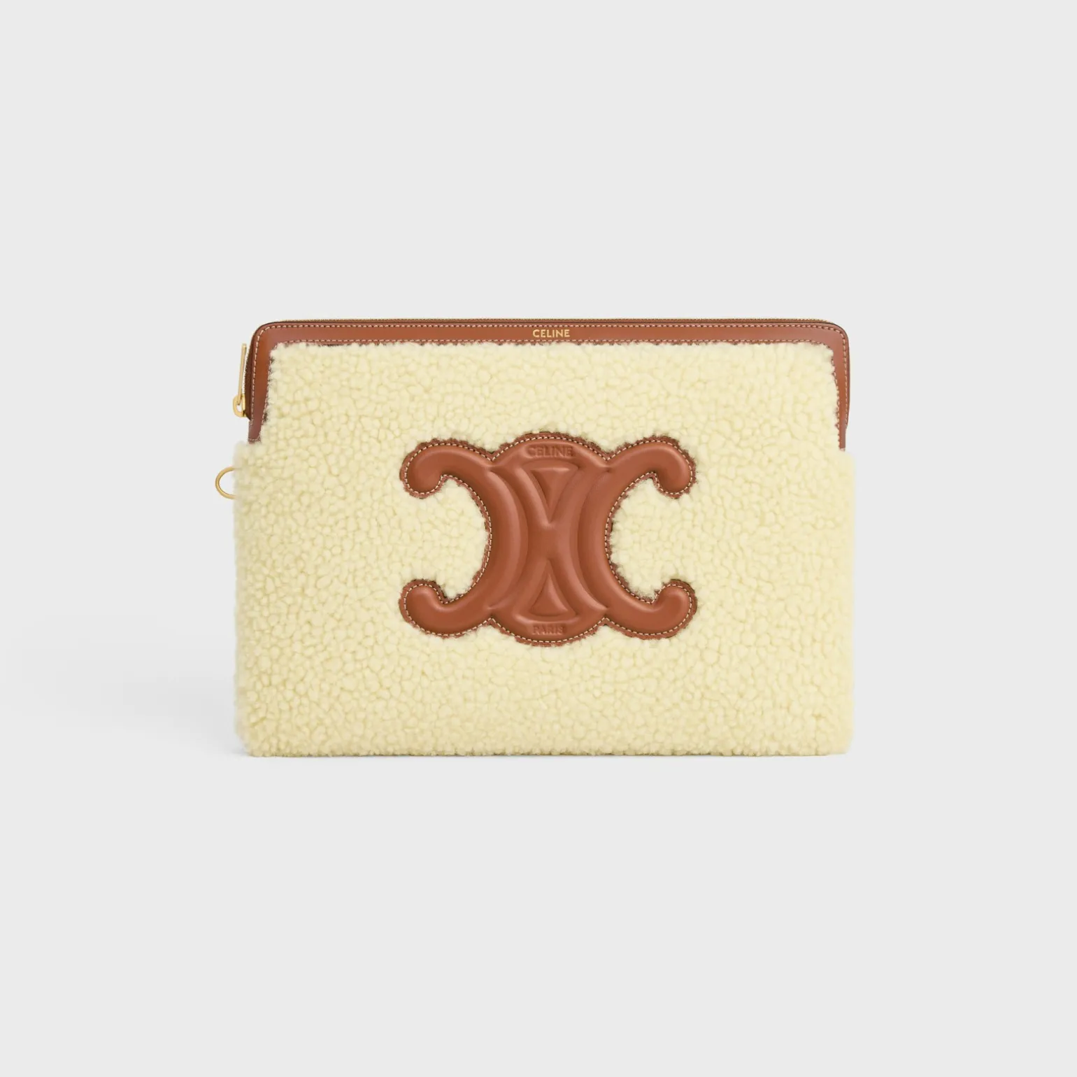 SMALL POUCH WITH STRAP in SHEARLING AND CALFSKIN