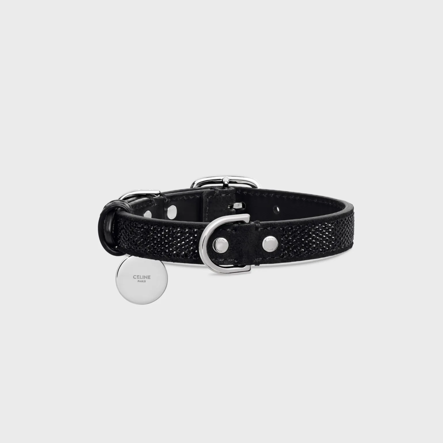 SMALL THIN DOG COLLAR IN SUEDE CALFSKIN WITH STRASS