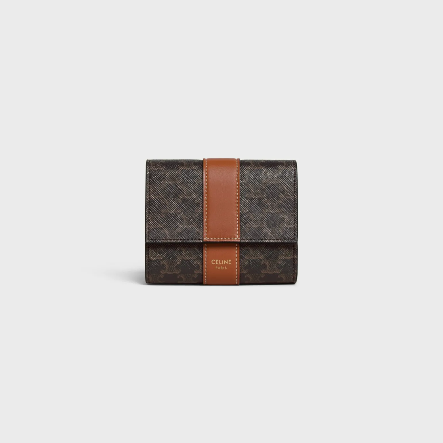 Small Trifold wallet in Triomphe Canvas and Lambskin