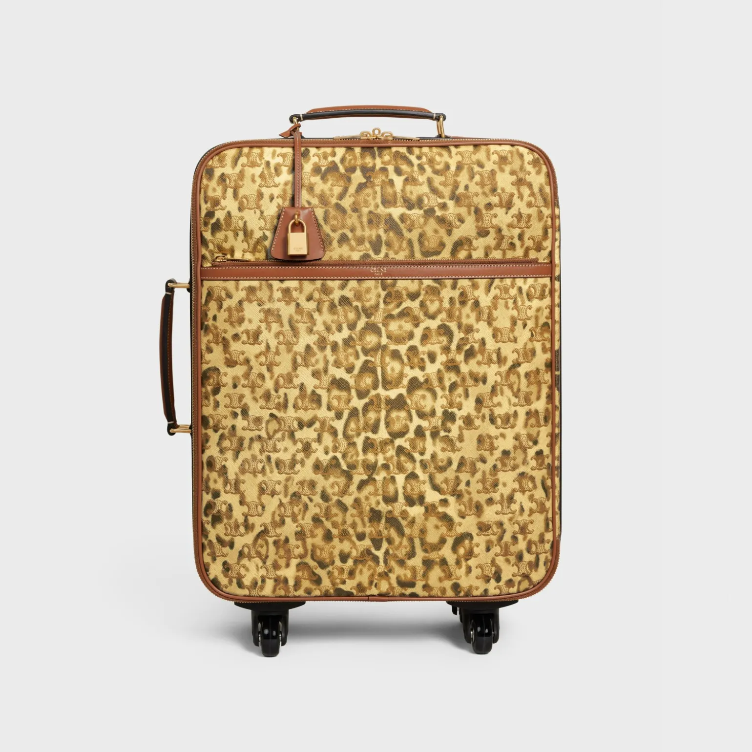 Small trolley in triomphe canvas with leopard print and calfskin