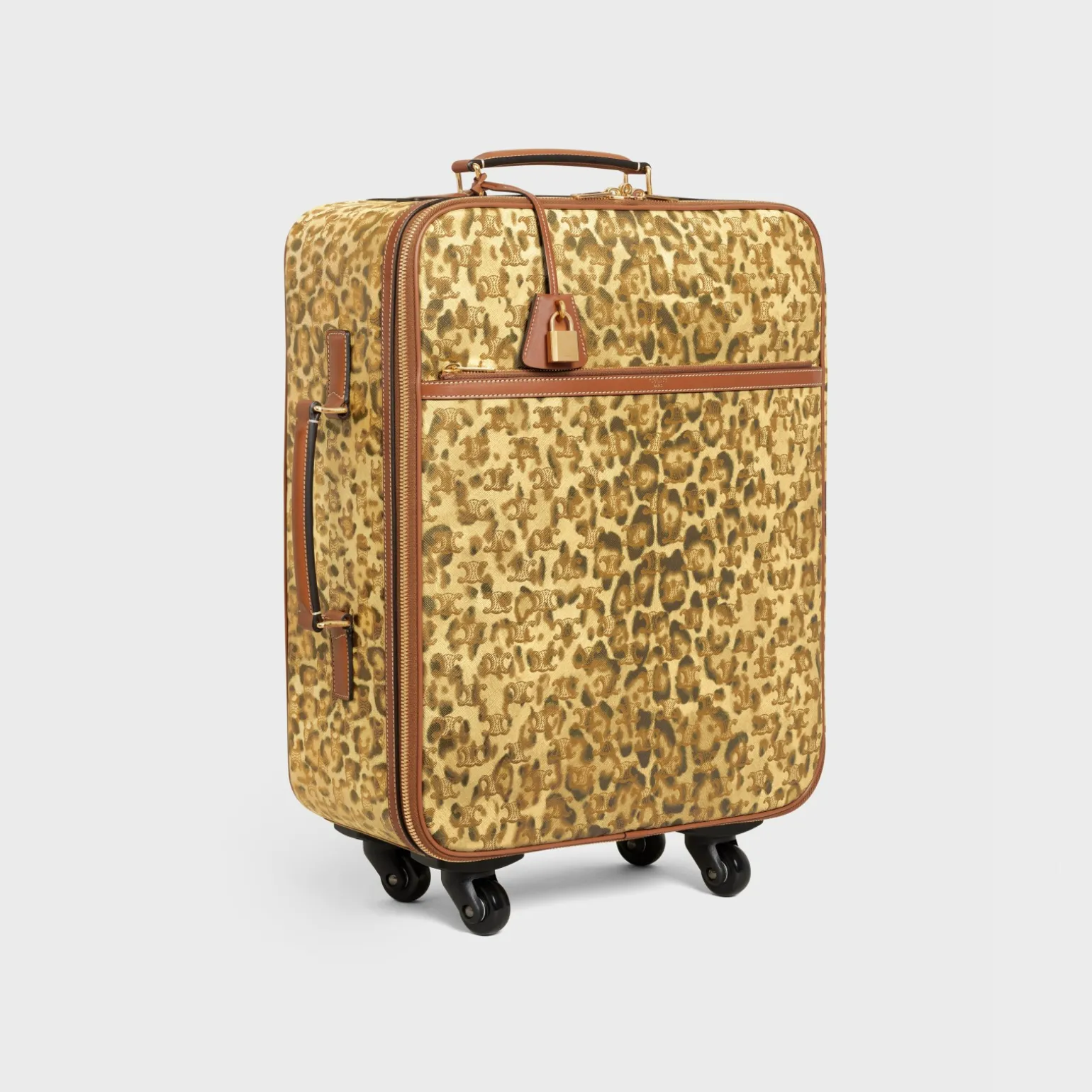 Small trolley in triomphe canvas with leopard print and calfskin