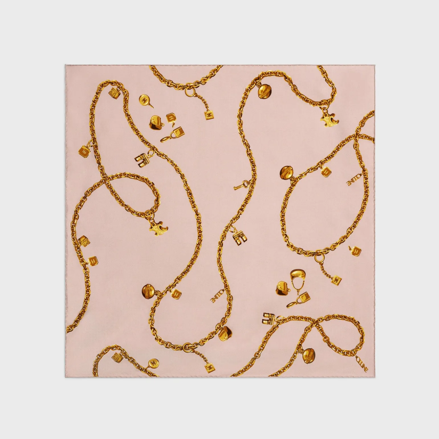 SQUARE IN CHAIN TASSELS SILK TWILL