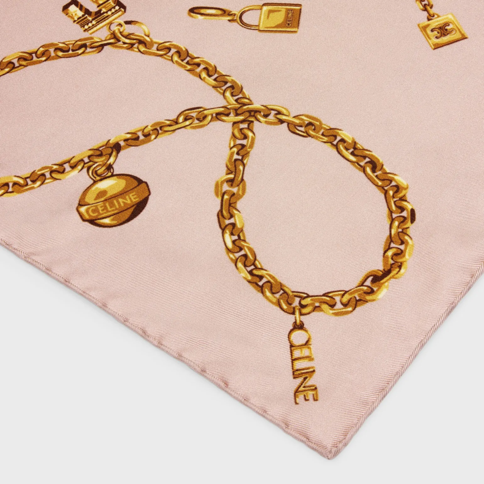 SQUARE IN CHAIN TASSELS SILK TWILL