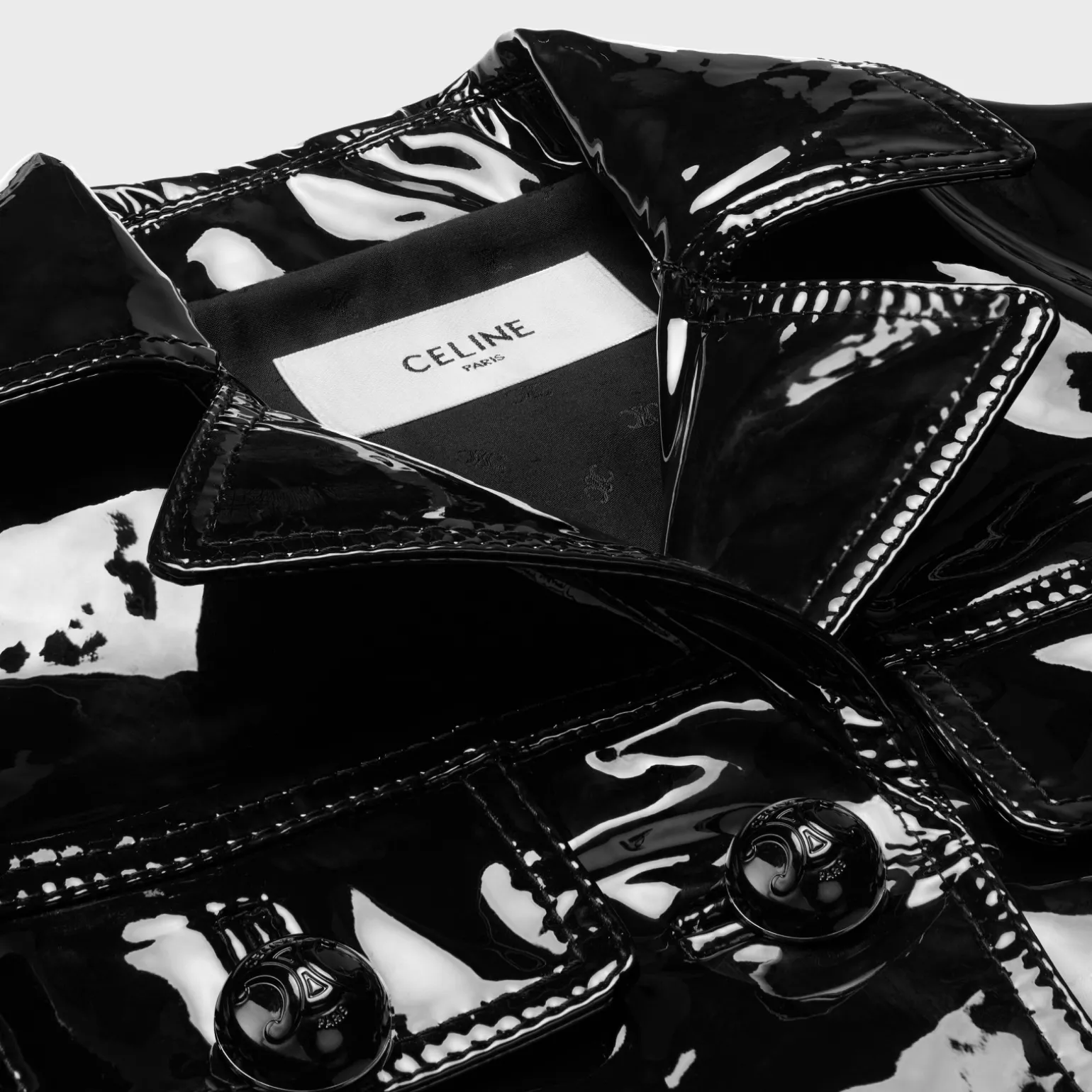 straight blouson jacket in patent lambskin leather