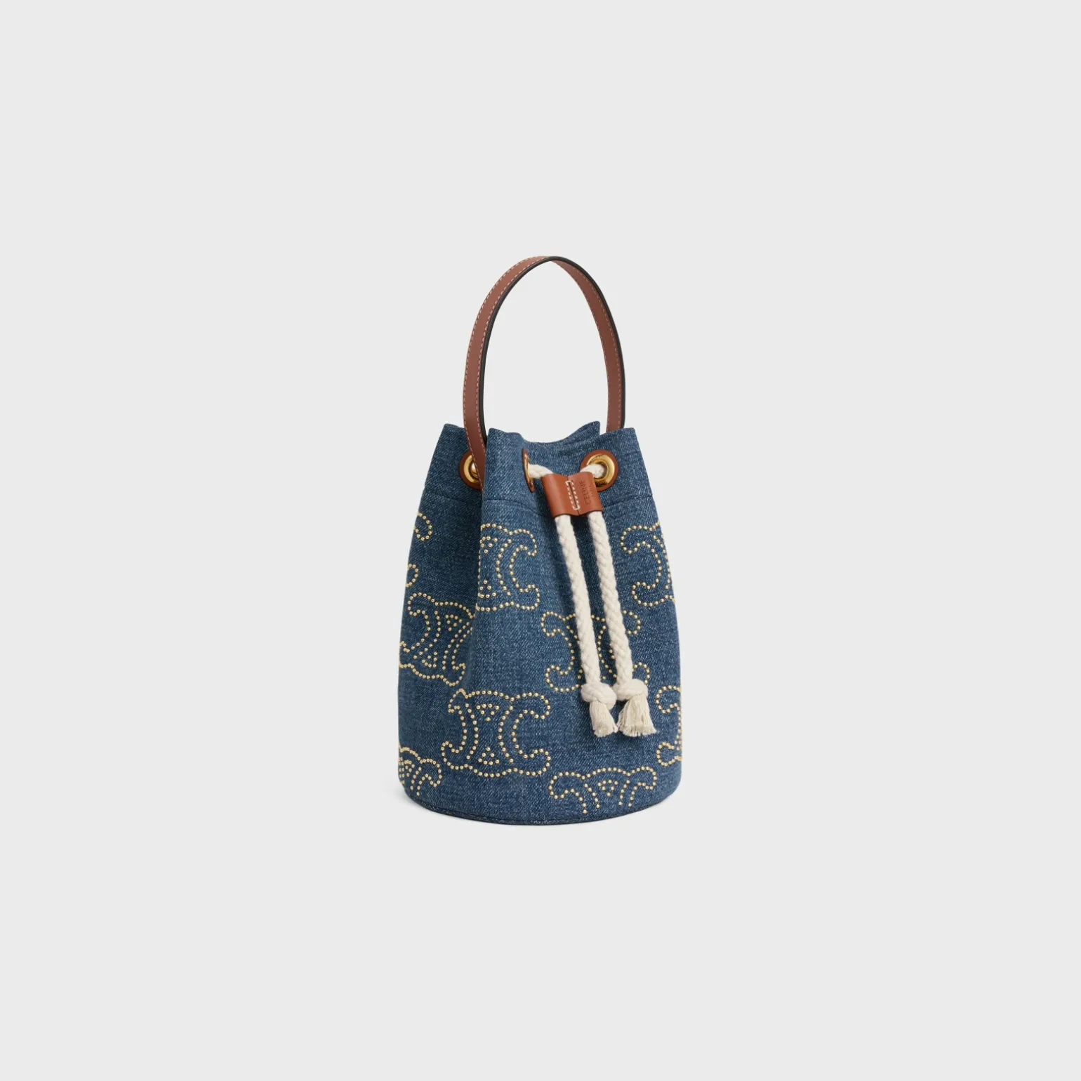 Teen Drawstring in DENIM WITH TRIOMPHE STUDS AND CALFSKIN