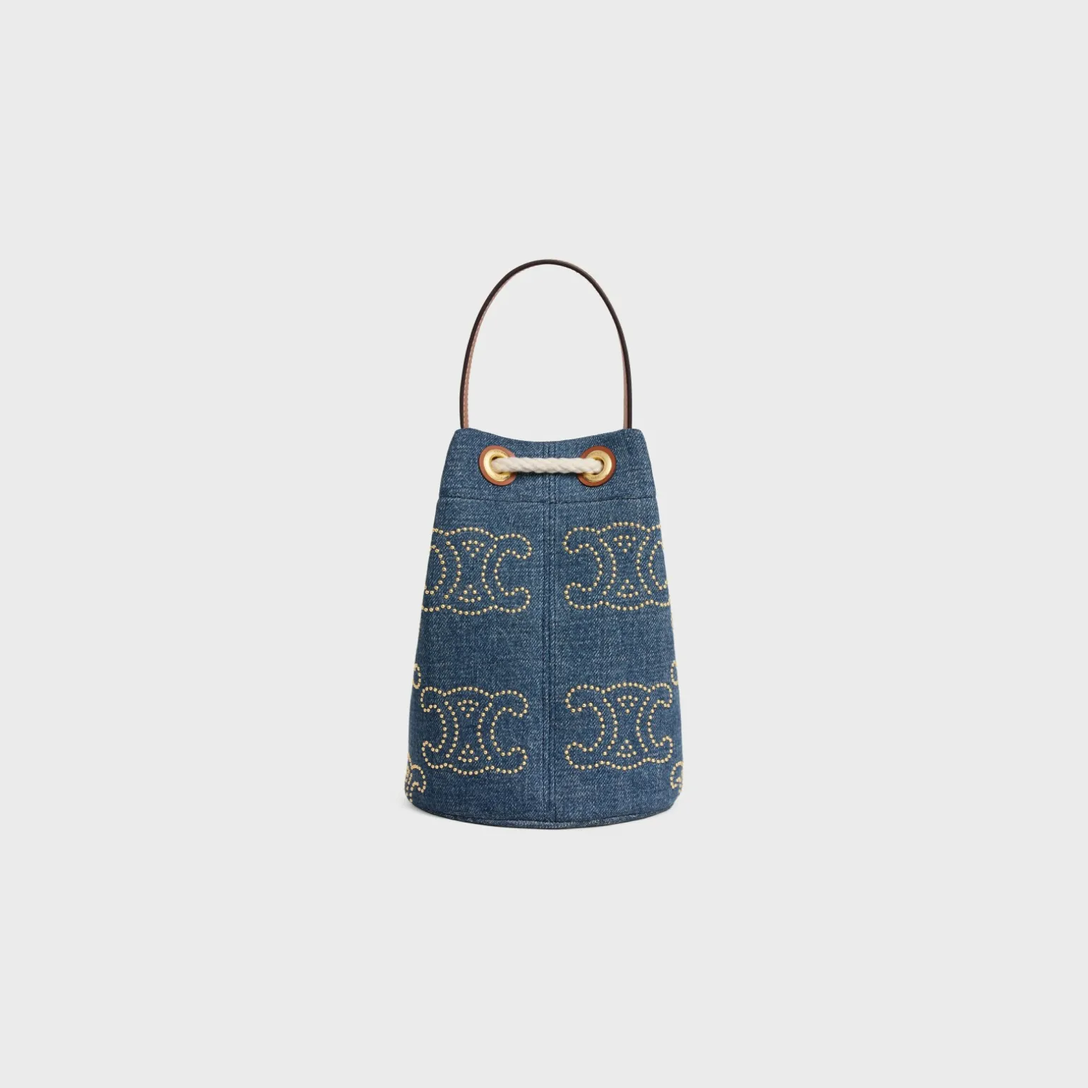 Teen Drawstring in DENIM WITH TRIOMPHE STUDS AND CALFSKIN