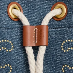 Teen Drawstring in DENIM WITH TRIOMPHE STUDS AND CALFSKIN