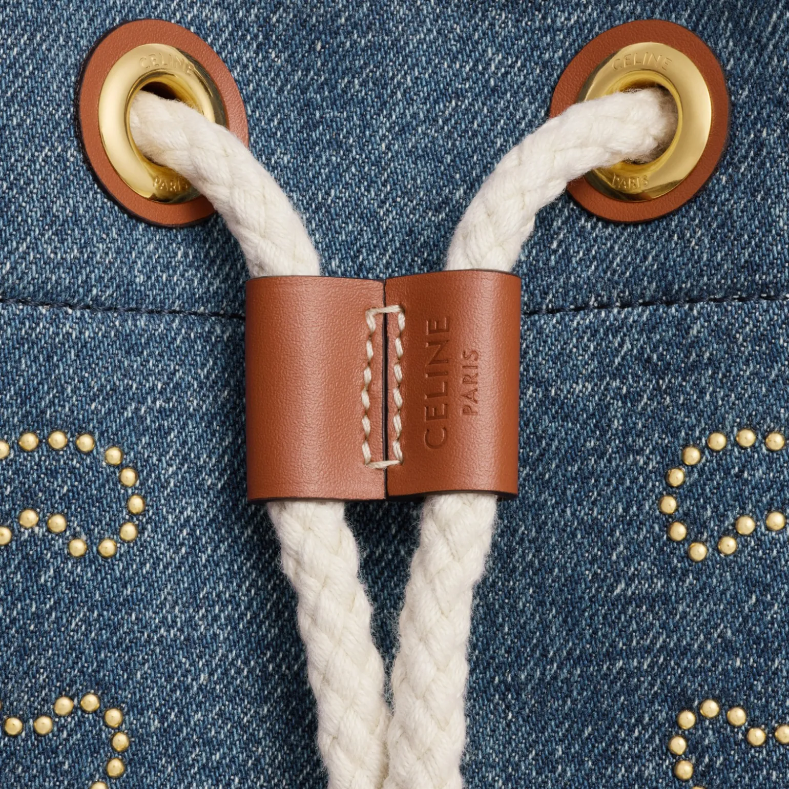 Teen Drawstring in DENIM WITH TRIOMPHE STUDS AND CALFSKIN