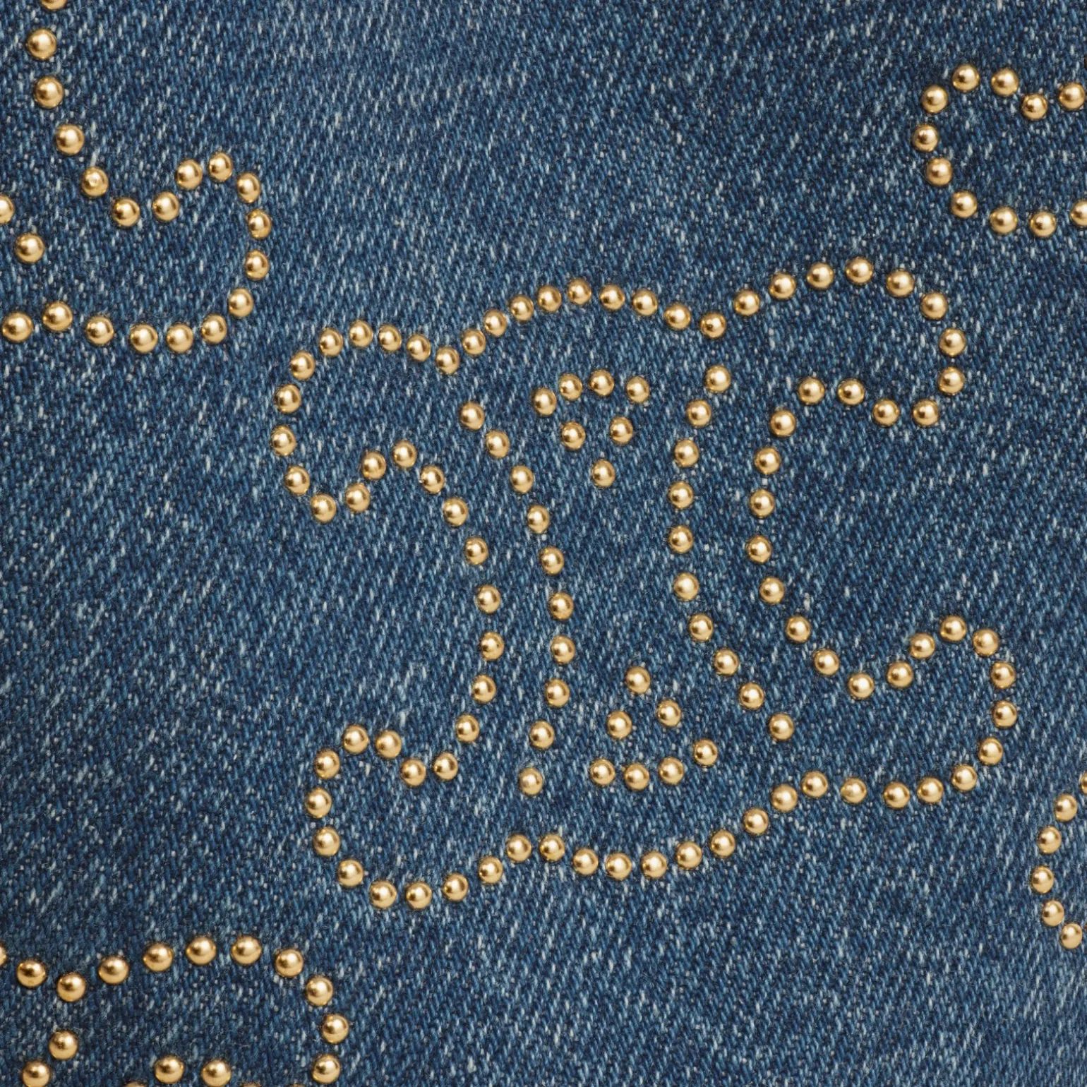 Teen Drawstring in DENIM WITH TRIOMPHE STUDS AND CALFSKIN