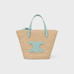 TEEN SUPPLE CELINE CLASSIC PANIER in Raffia and calfskin