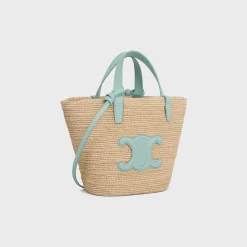 TEEN SUPPLE CELINE CLASSIC PANIER in Raffia and calfskin