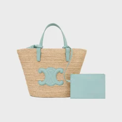 TEEN SUPPLE CELINE CLASSIC PANIER in Raffia and calfskin