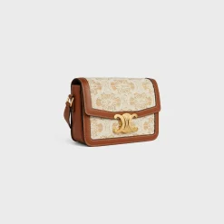 TEEN TRIOMPHE BAG in RAFFIA EFFECT TEXTILE WITH TRIOMPHE EMBROIDERIES