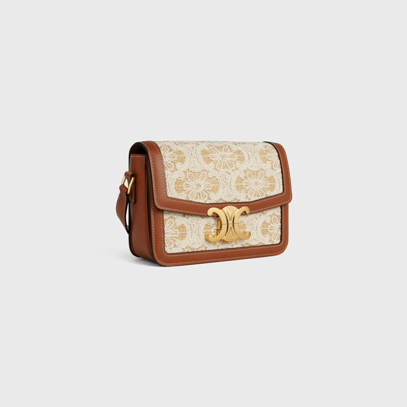 TEEN TRIOMPHE BAG in RAFFIA EFFECT TEXTILE WITH TRIOMPHE EMBROIDERIES