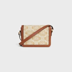 TEEN TRIOMPHE BAG in RAFFIA EFFECT TEXTILE WITH TRIOMPHE EMBROIDERIES