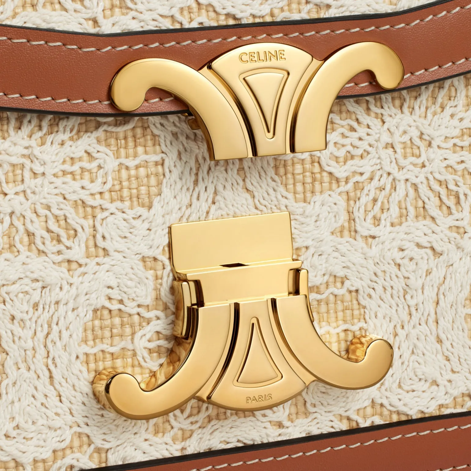 TEEN TRIOMPHE BAG in RAFFIA EFFECT TEXTILE WITH TRIOMPHE EMBROIDERIES