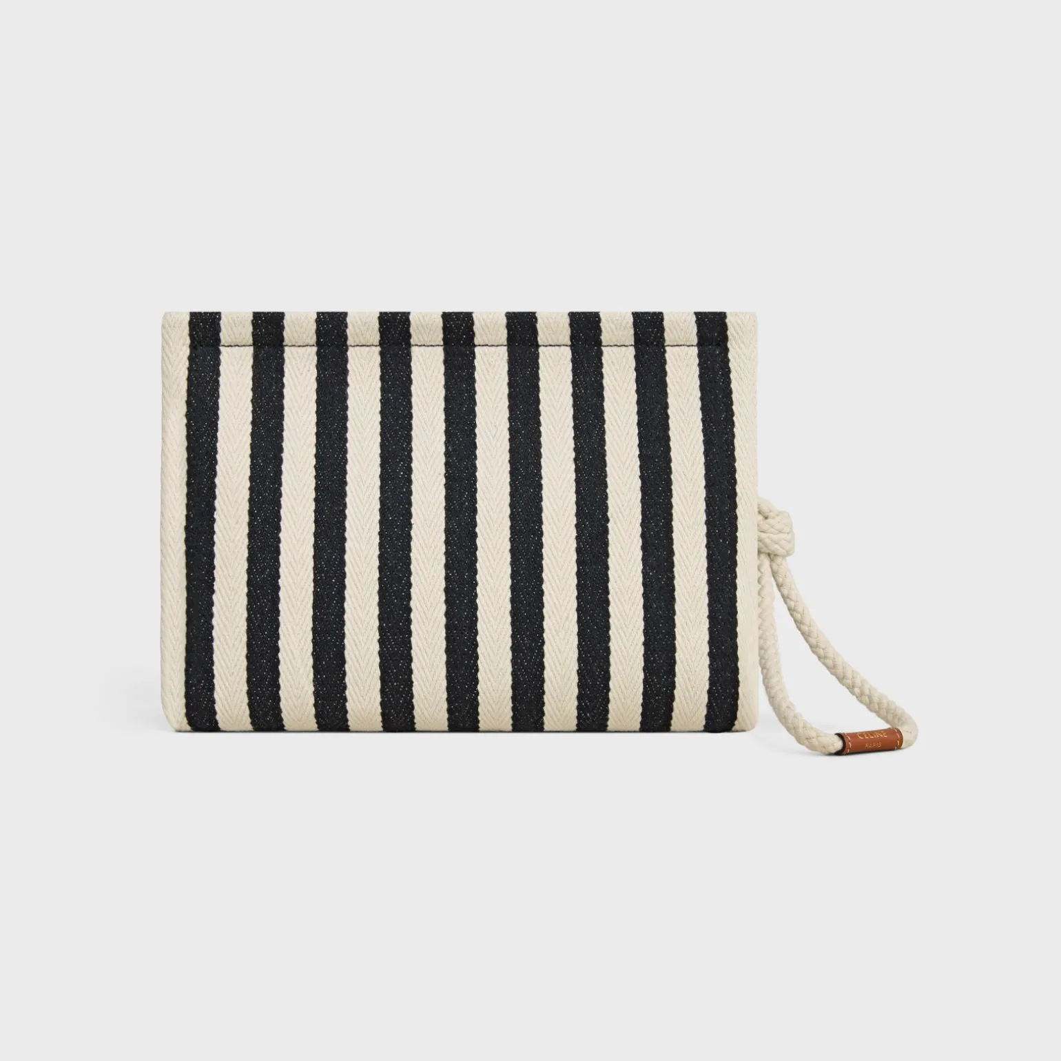 THAIS POUCH in STRIPED TEXTILE AND CALFSKIN