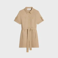 trapeze mini dress in cotton twill
