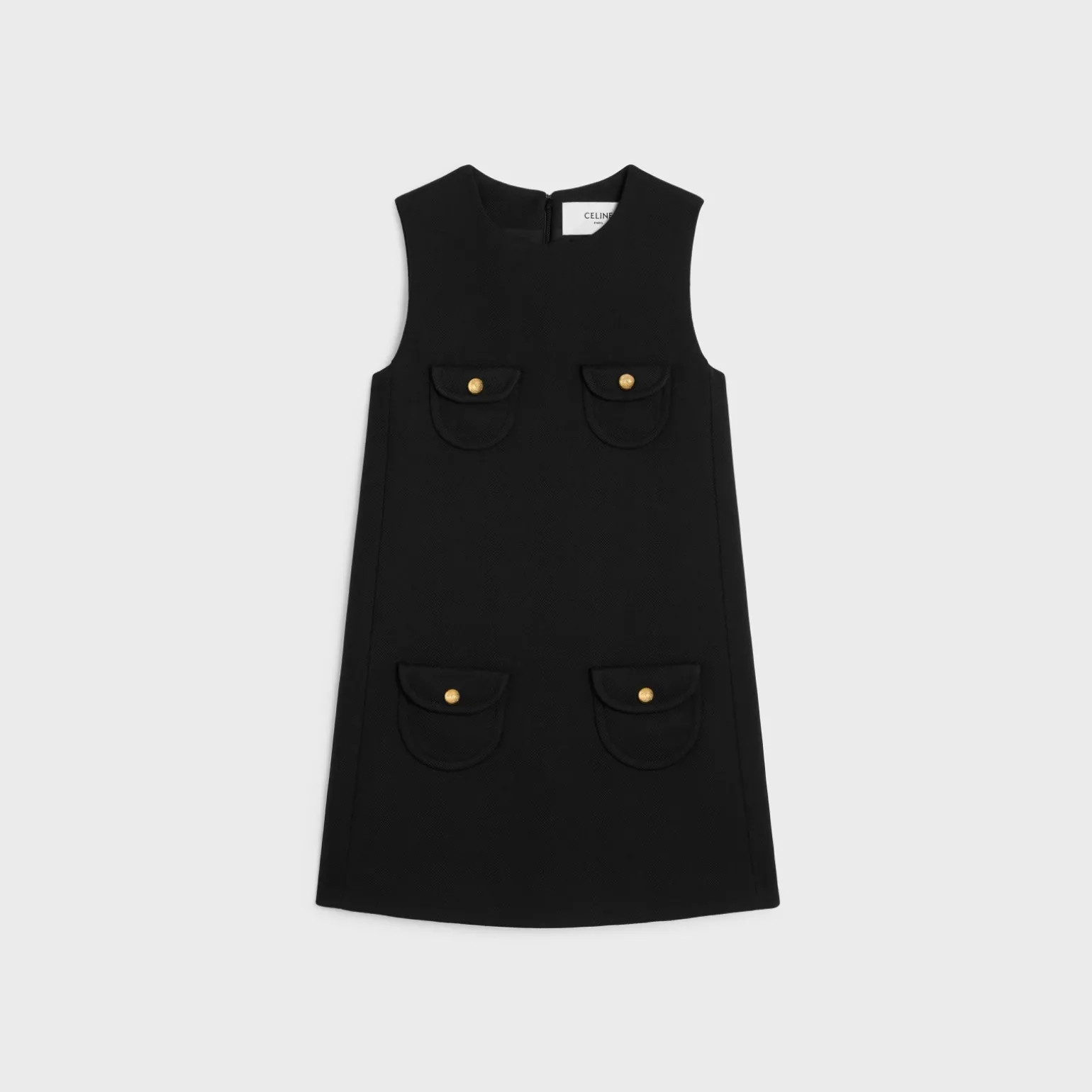 trapeze mini dress in double faced wool tricotine