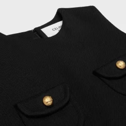 trapeze mini dress in double faced wool tricotine