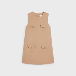 trapeze mini dress in wool sablé