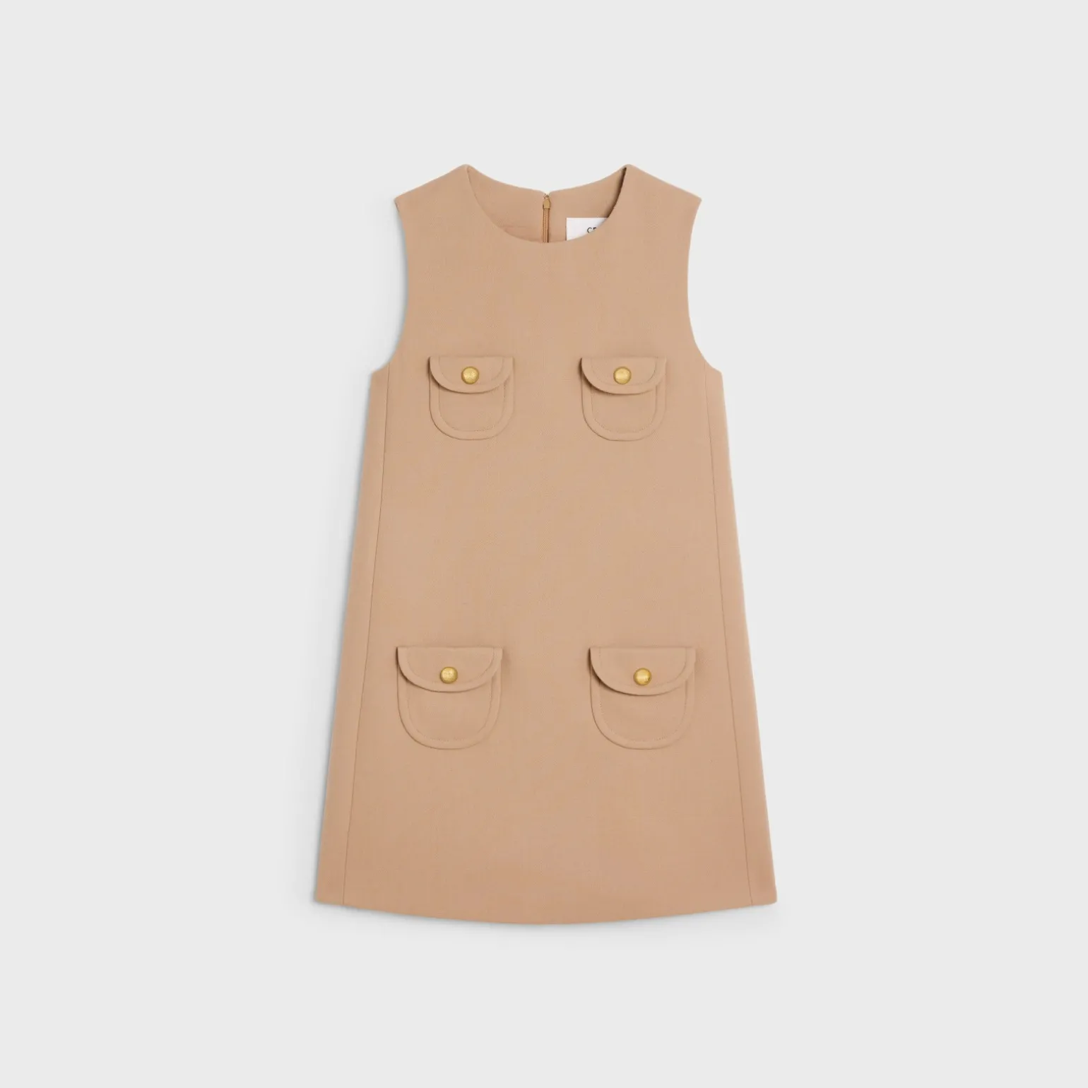 trapeze mini dress in wool sablé